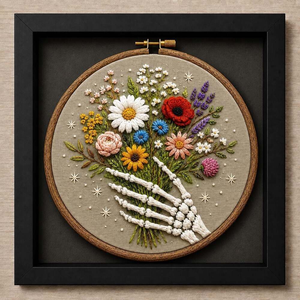 8 X 8 Black Framed Skeleton Hand 8135